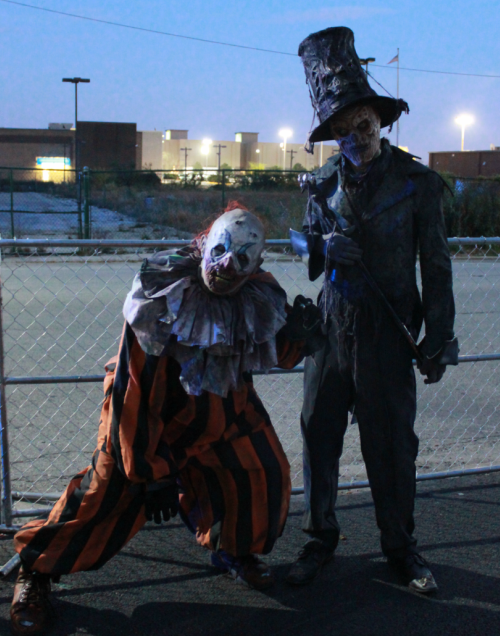 Two characters pose at 13th Floor haunted House in Chicago after getting their makeup done by finalists from Faceoff.  This haunt is open through November fourteenth, it’s not too late to visit one of Chicago’s scariest attractions.    