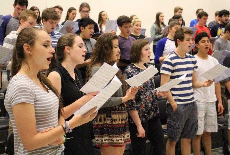 Concert choir practices for their upcoming concert on Wednesday, May 11. 