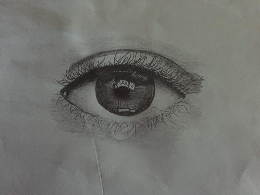 One of Lexi Selof, freshmans drawings of an eye. Selof is an incoming fresman and has had a huge passion for drawing and charcoal art since middle school. 