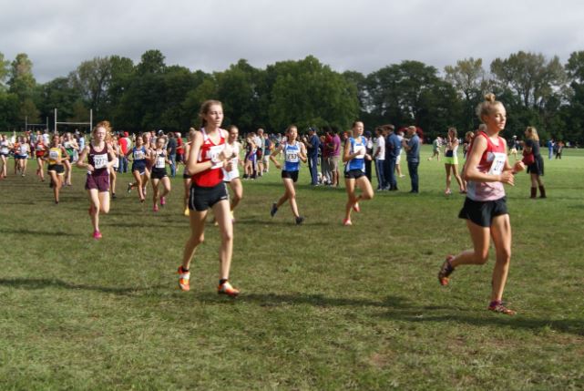 Elisa Krause, junior races to the finish at the Richard Spring Invitational.  Krause finished with a time of 20:56. 