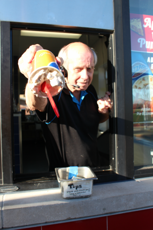 Vernon Dreher, current owner of Lake Zurich Dairy Queen, has owned the LZ DQ for 47 years. He continues to work every day turning Blizzards upside-down for customers.