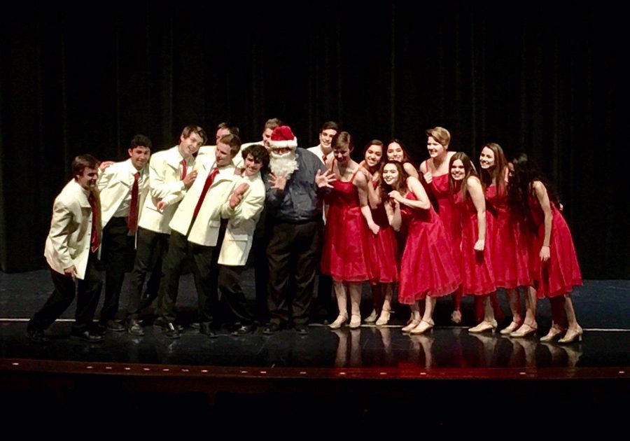 Bare Voices performed in their annual winter concert last night and had Mr. Nightlinger dress up as Santa Claus for one of the songs.