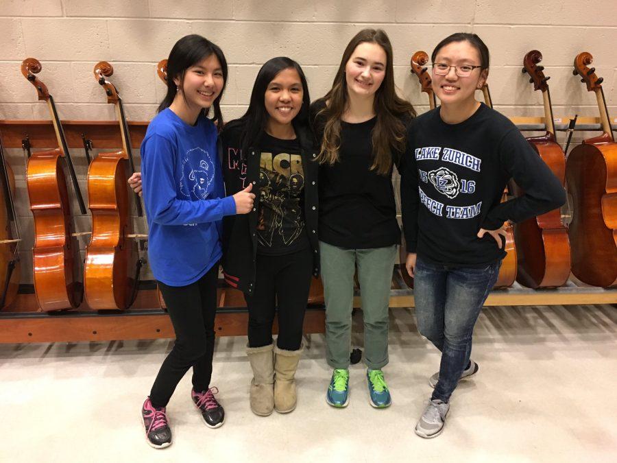 Annie Li, sophomore flutist; Kirsten Mazurkiewicz, junior composition writer; Francis Kim, senior cellist; and Francesca Castro, senior guitarist were all chosen as All-State musicians.