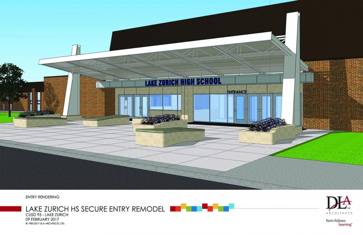 Starting+this+summer%2C+the+building+will+undergo+renovations%2C+including+a+new+main+entrance.+The+entrance+will+make+the+building+more+secure%2C+according+to+Ryan+Rubenstein%2C+assistant+principal+for+activities+and+facilities.