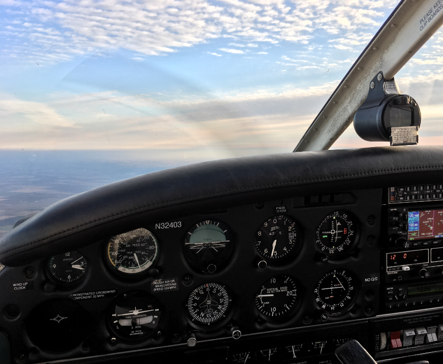 View out of the dashboard from a plane flown by Tyler Krasavage. 