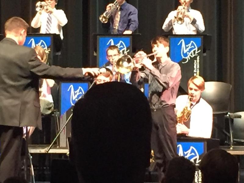 Charlie+Frampton%2C+trumpet+player%2C+performs+at+a+concert+earlier+this+year.+Frampton+was+one+of+the+few+students+selected+to+participate+in+the+ILMEA+festival+from+the+high+schools+jazz+band.