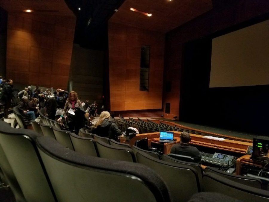Audience members gather in the Performing Arts Center for the sixth annual District 95 Film Festival. The festival featured films from elementary, middle, and high school students. 