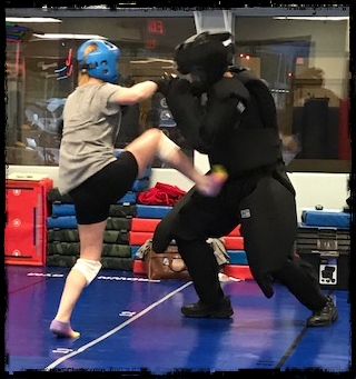 A student practices self-defense at Lake Zurich Family Martial Arts. Tracey Goodyear, owner of LZFMA, will be one of the instructors at the upcoming self-defense class.