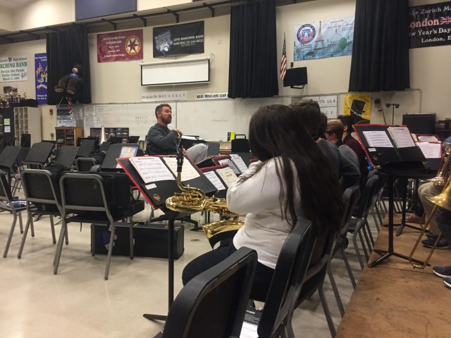 Josh Thompson directs Jazz Band in preparation for Jazz by the Lake. This is the Jazz Band that will be traveling to New Orleans this spring.