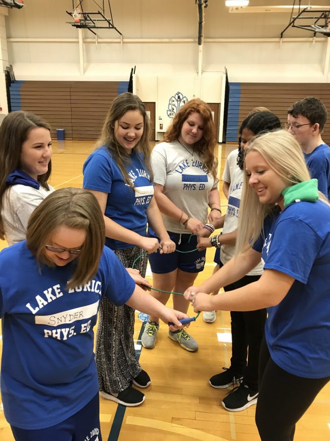 Within Integrated PE, a class where juniors and seniors work with and mentor special needs students, the students participate in all of the same games and team-building activities as Lifetime Sports. 