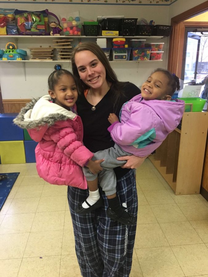 Becky Mnichowicz, senior, works at her familys daycare center. Mnichowicz plans to work with children with special needs after college. 