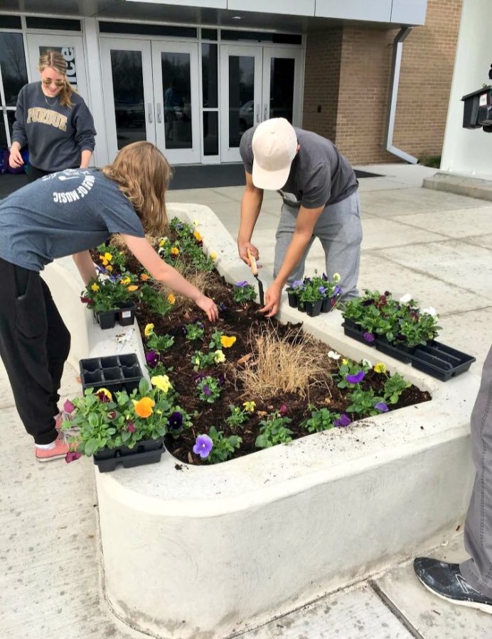 Interact members, working alongside Student council members, help with gardening projects for the school during the LZ Week of Service. LZ Week of service is just one of the many events that Interact sends volunteers to.