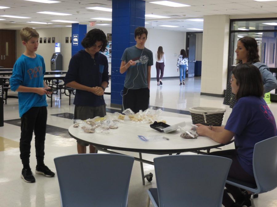 Summer school students wait to buy treats from the bake sale. On Wednesdays from 10:45-11:00, students are able to buy goods baked by Transition students.  