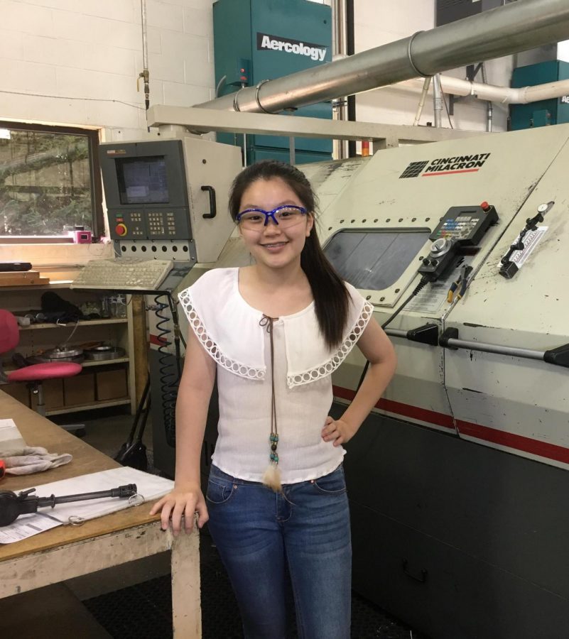 Isabel Lee at her internship at HM manufacturing. This is just one of the many internships the school helped coordinate.