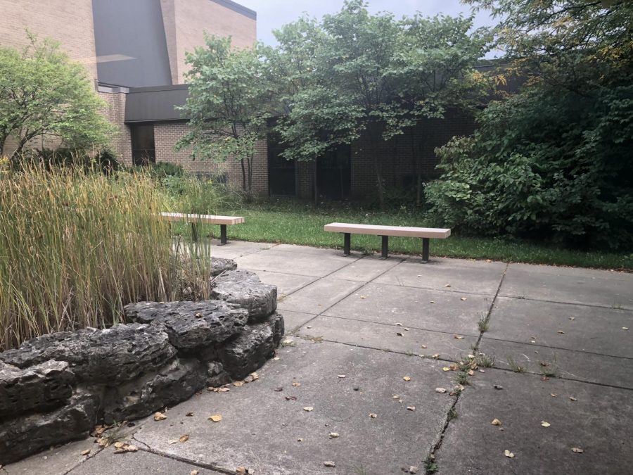 An empty courtyard sits unused by students during a lunch period. Currently, the courtyard stays this way all year long: vacant. However, administrators are working out a plan to possibly re-open the space in the spring.