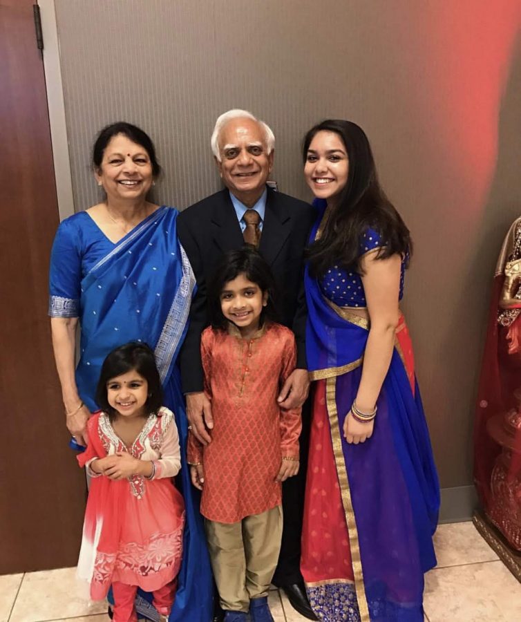 Patel loves her family and friends. Here she poses with her grandparents and her cousins.