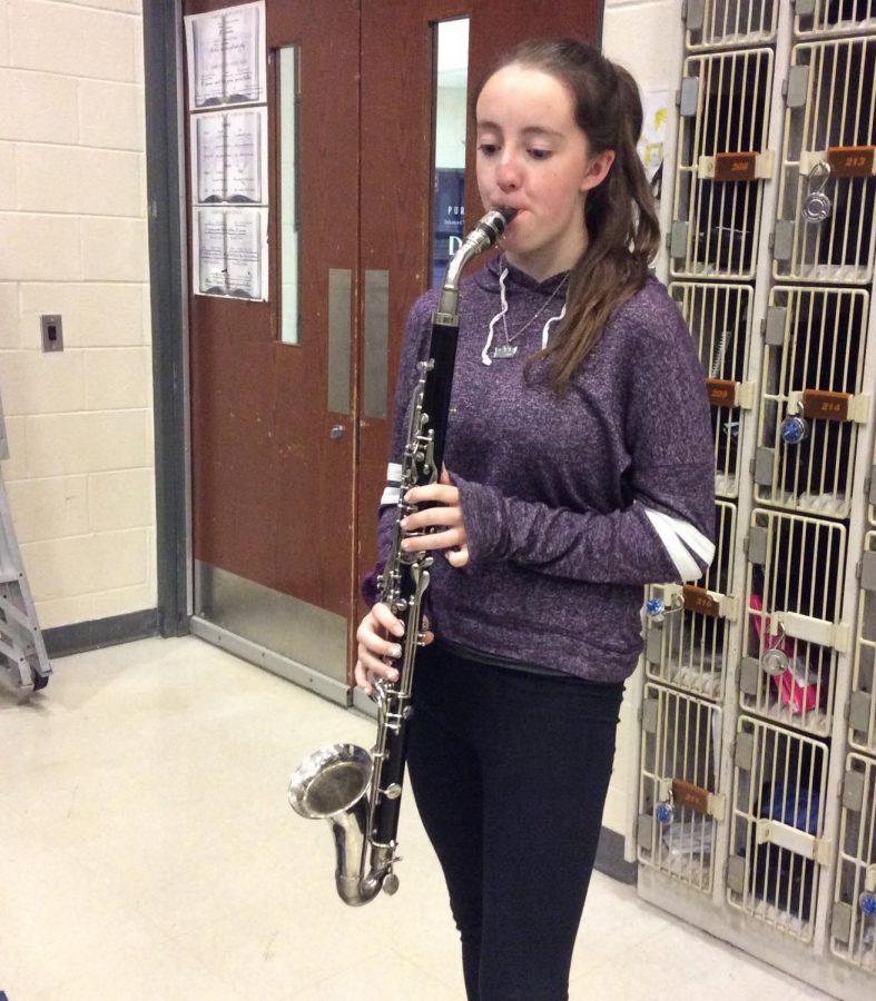 Samantha Cranstoun, freshman, has been in band for 5 years and it is one of the many right brain activities she enjoys doing. 