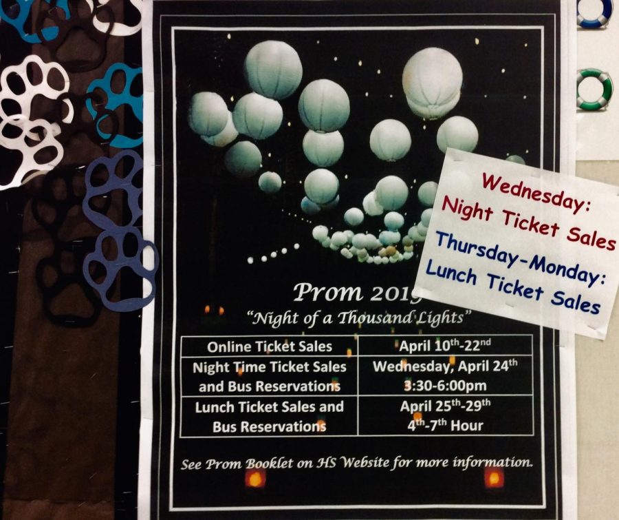 Night of a Thousand lights themed posters are hung around the school to give students information about ticket sales and the dance. 