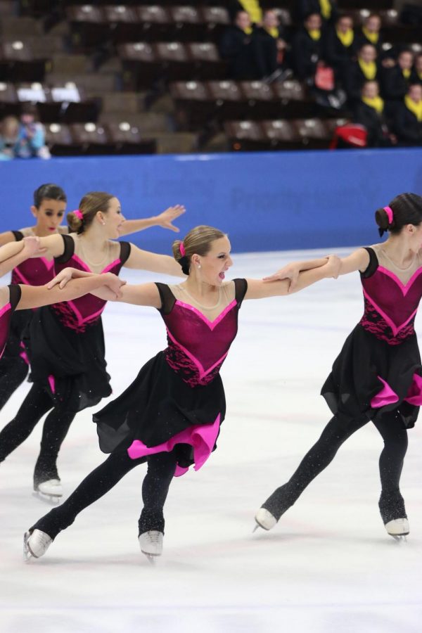 Cori Robinson, junior who figure skates at a facility in Buffalo Grove called Twin Rinks, performs a synchronized skating routine.  
Oh yeah I’d defiantly [have more time for homework if we have a facility in lake zurich] but there’s no rink close enough to lake Zurich. Maybe Barrington but I don’t think they do figure skating I think that is just hockey, Robinson said. 
