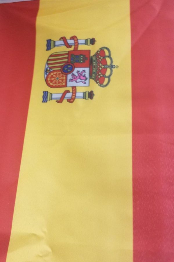 The+Spain+flag+hangs+in+the+classroom.+The+flag+symbolizes+the+culture+that+students+will+be+learning+about+in+Spanish+V+Honors+Dual+Credit.