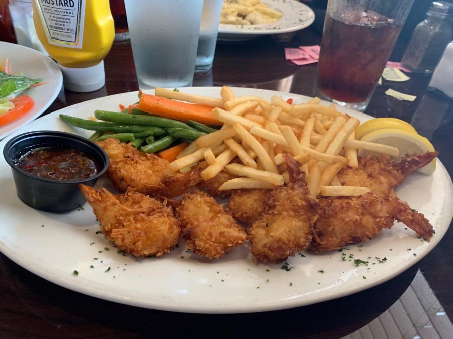My meal I ordered at Bacchus Nibbles which consisted of: coconut shrimp, fries, and vegetables. Of all three meals I consumed for this review, this one was my favorite due to how well all the flavors paired with each other. 
