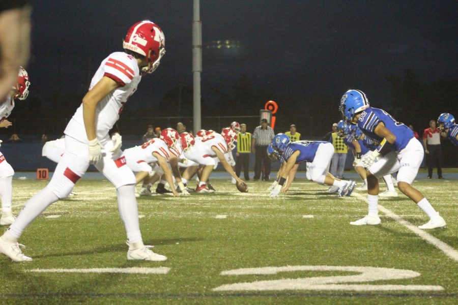 The football team lines up for a play against Marist on 9/6. The game ended in a 24-17 loss for the Bears