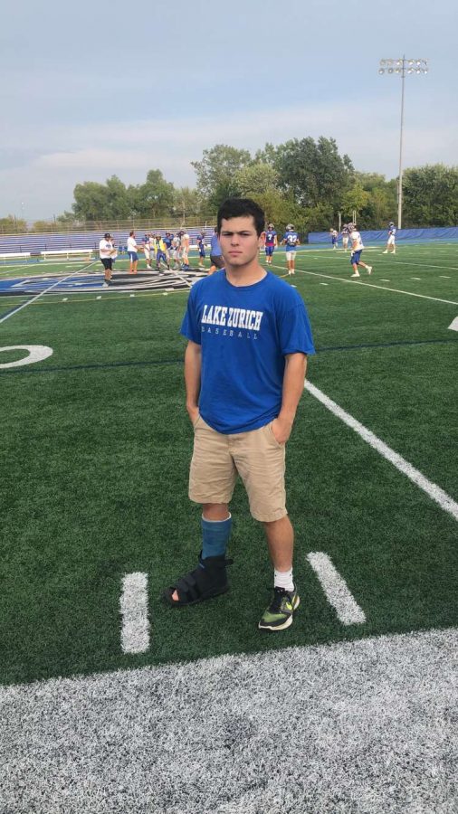 Eddie Dlatt, senior, is out for his last season of football due to an injury.