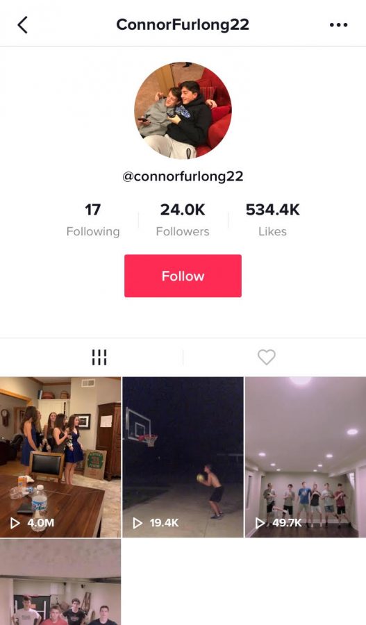 Sophomore Connor Furlongs TikTok account, which went TikTok famous after he posted a clip on homecoming night. Check out the infamous Tik Tok and some of Connors other Tik Toks @Connorfurlong22
