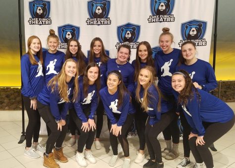 Girls Varsity Basketball team stands together after seeing the school musical. Stewart believes that being in the varsity team has given her an opportunity to meet new friends. 
