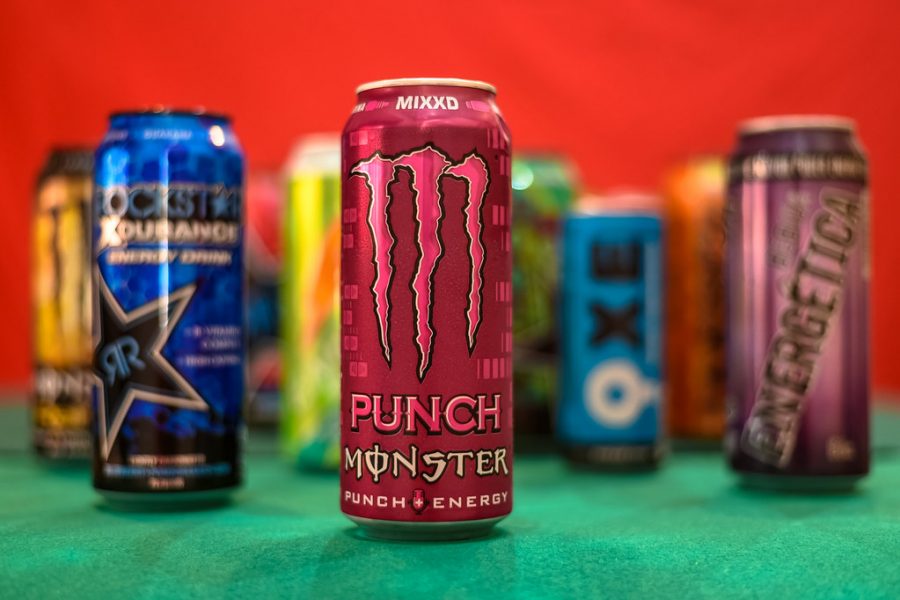 Pictured+here+are+some+popular+energy+drinks+like+Monster%2C+Bang%2C+and+Red+Bull+that+teenagers+find+themselves+drinking+due+to+the+fruity+flavors+and+high+caffeine+levels.