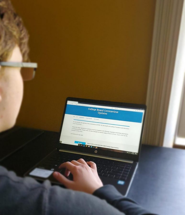A student looks on the College Board website for updates on AP exams. “I look at College Board videos [to study for the exam], which help when I can't contact my teacher or just want to get more information on a certain topic," Ratana Khek, sophomore AP European History and Computer Science student, said.