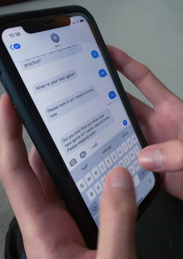 A representation on the differences of a teen texting their parent. Teens often respond with shorter texts, or sometimes don't even respond at all. 