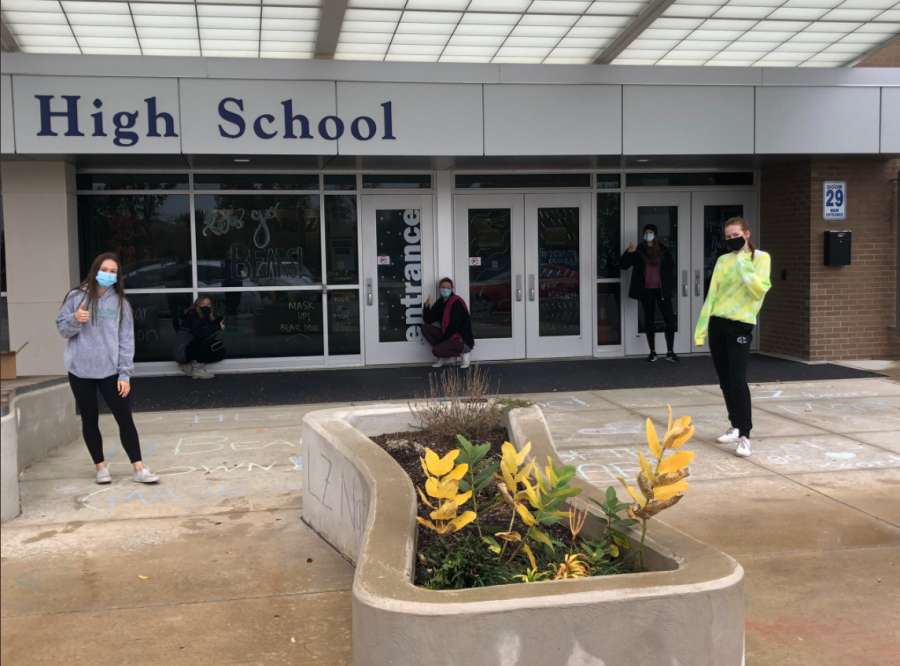 Student council members spreading school spirit to welcome students back to in-person learning in October. Although they are not as involved in policy-making, Madeleine Lawler, senior Student Council member, says that the club plays a crucial role in keeping the school unified. 