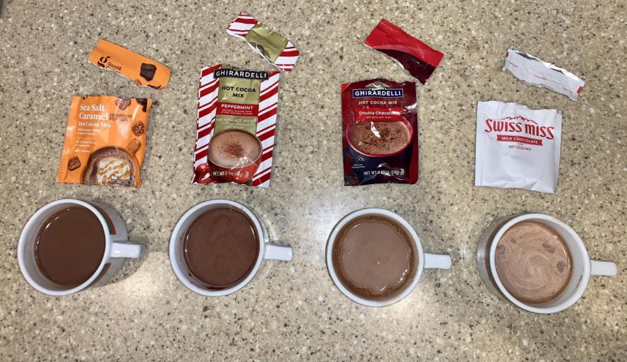 The four hot chocolate mixes reviewed. Each mix had its own strengths, but only one came out on top.