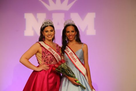 Courtney Larson (left), the 2020 Miss Illinois Teen, and Hannah Etienne (right) the 2021 Miss Illinois Teen, shortly after the finale on July 5, 2021.
