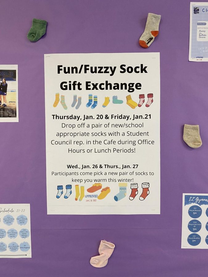 Poster made by Student Council to promote the dates of the sock gift exchange.