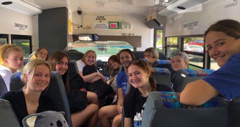 Girls Basketball Team bonding on the bus on their way to conference last year. Photo used with permission of Avery Cooper