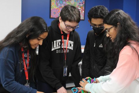 Students work together in the Learning and Innovation Hub.  When students  collaborate on curricular and extracurricular activities, they learn valuable life skills like problem solving and communication. Homework also teaches valuable skills like hard work, perseverance, creative thinking, and resilience.