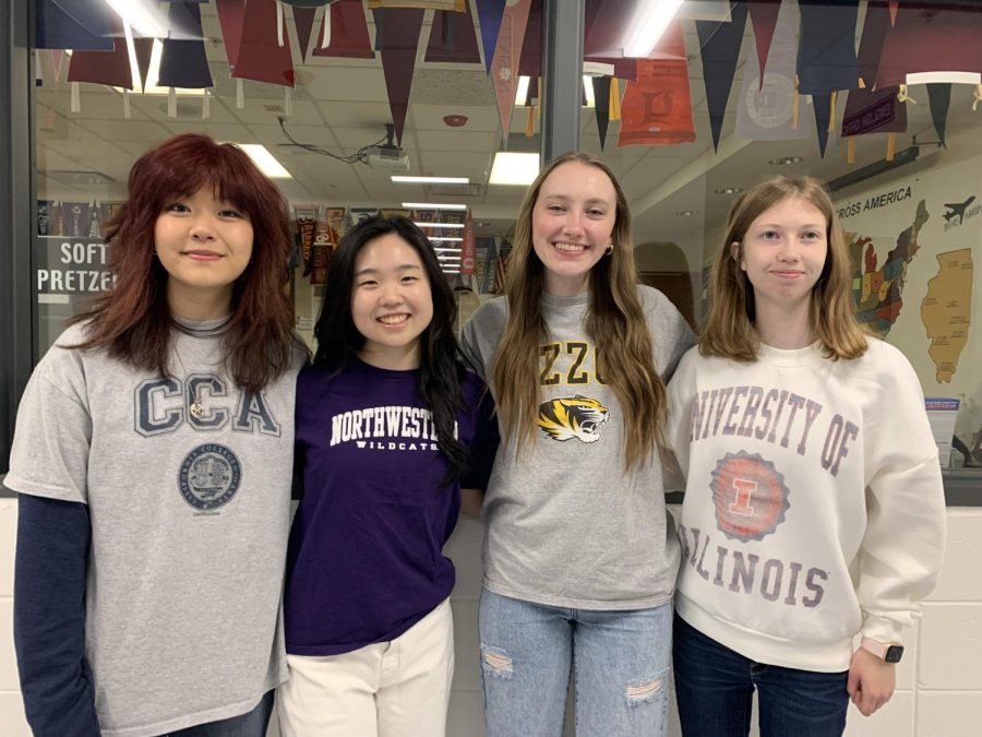 (From left to right) Kara Yoon, Jane Yu, Parker Carley, Mackenzie Rough on Decision Day 2023. The four seniors recollect some memories they made in the years past. 