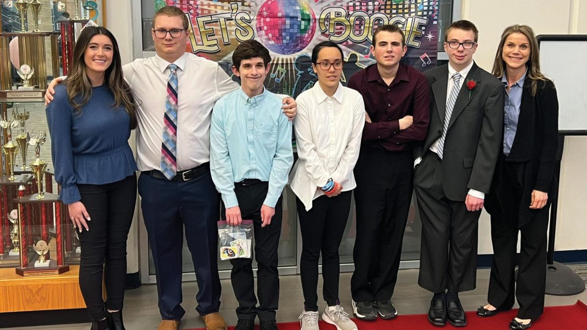 Best Buddies gathers for a group photo at last years Best Buddies Prom. This is the clubs second year in the national Best Buddies program that builds connections between special education students and their non-disabled peers. 